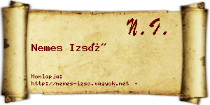 Nemes Izsó névjegykártya
